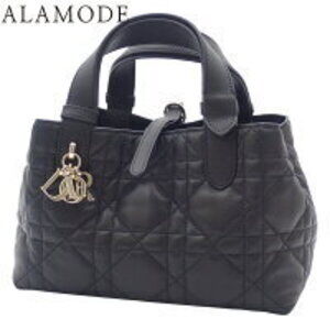 Christian Dior Cannage Toujours Bag Handbag Tote Black Calfskin